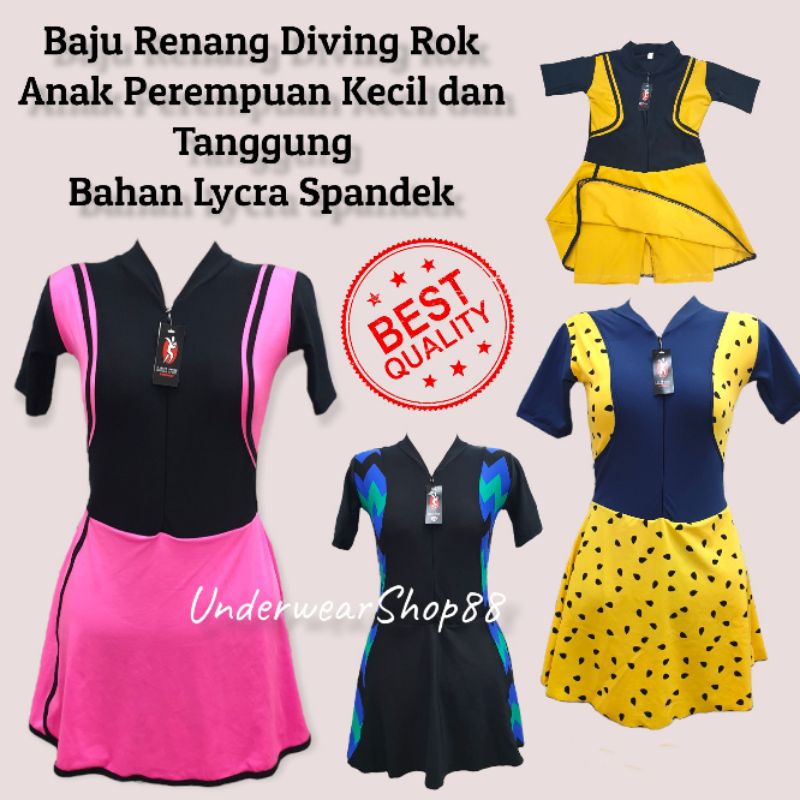 Baju Renang Diving Rok Anak/Baju Renang Diving Rok Anak Tanggung/Baju Renang Rok Murah/Bahan Lycra Spandek/Baju Renang Anak Perempuan