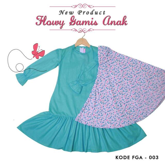 Flowy Gamis Anak + Kerudung Flower