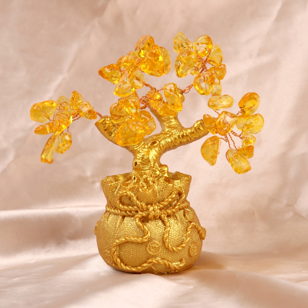 Natural Crystal Bonsai Moneybag Tree Ornaments Home Decoration / Feng Shui Citrine Lucky Tree Ornament For Tabletop Artificial Home Decor / Lucky Tree Feng Shui Money Tree for  Garden Livingroom Office Party Ornament Home Decor