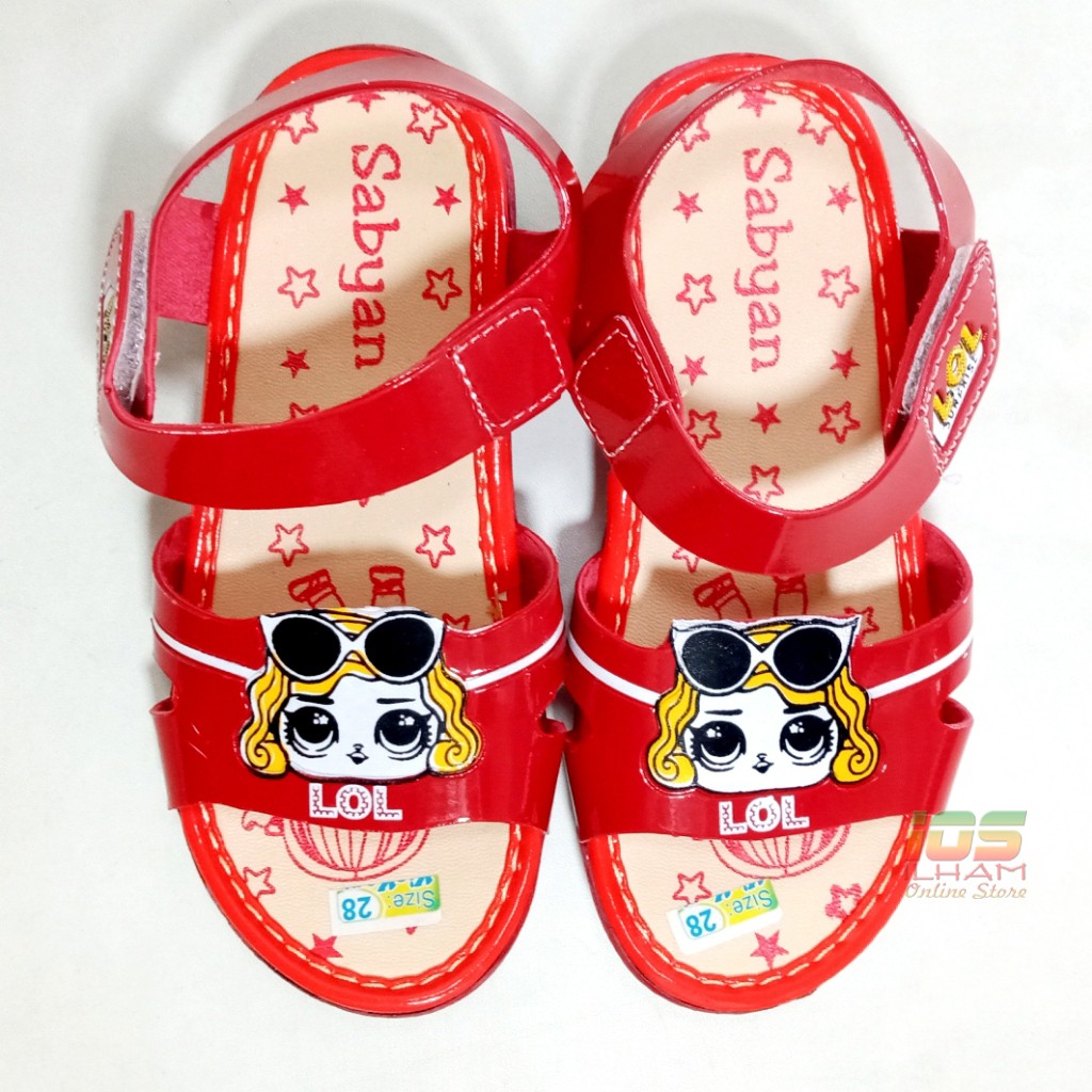 Sandal Let Wegdes Anak Sabyan J22 Motif LOL Hak 3cm Size 26-35