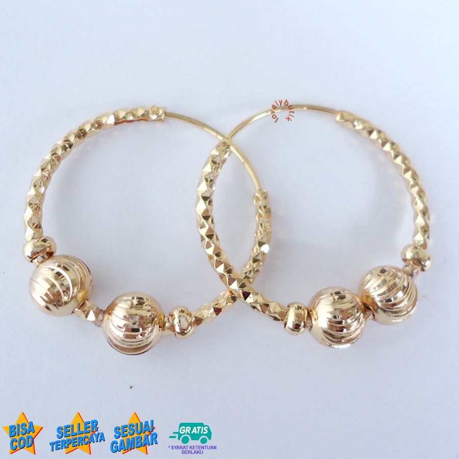 Lovelybutik  Anting Xuping Perhiasan Fashion Wanita Anting Wanita Bulat Model Gipsi Diameter 2,5 Cm