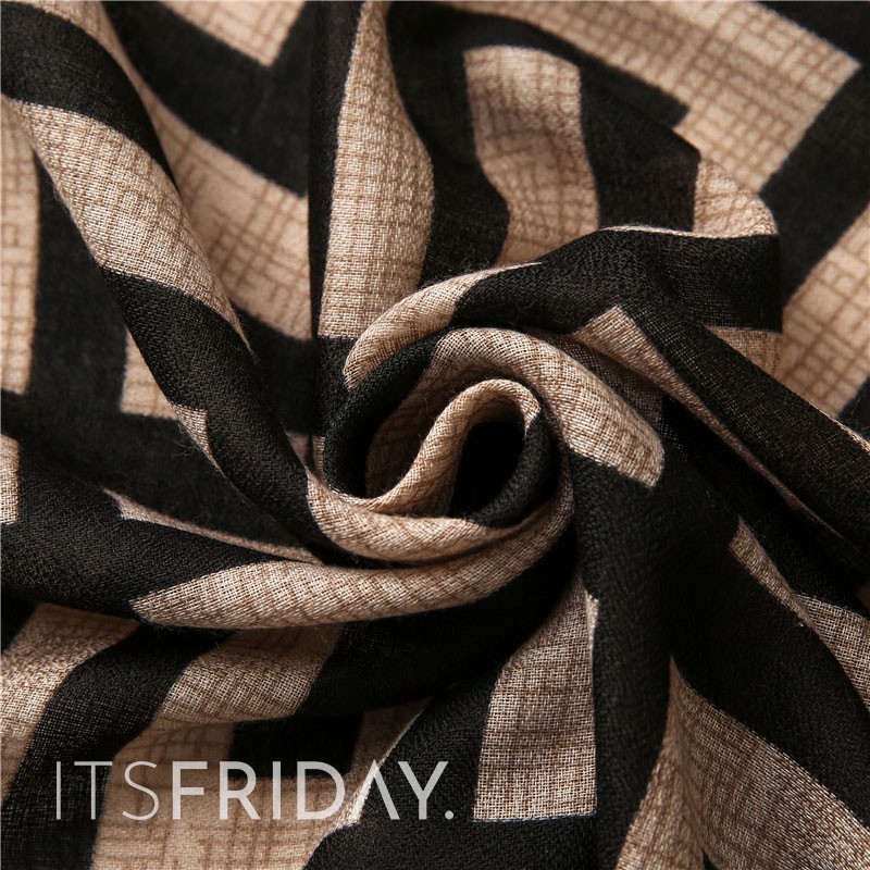 ITSFRIDAY VIOLETTA In BLACK Scarf  - Premium Pashmina Shawl Selendang Syal Pasmina Hijab Import Motif Clasic Geometri Brown Black