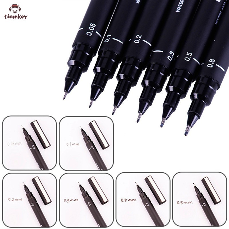 6PCS Uni Pin Drawing Pen Fine Line 005 01 02 03 05 08 Needle pen