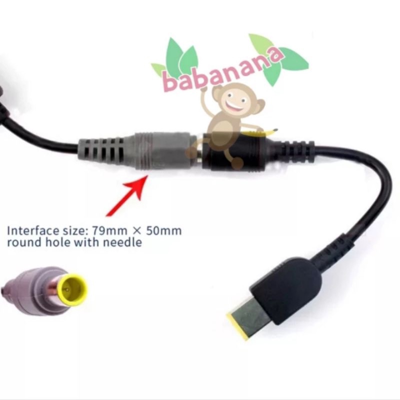 Kabel round to square charger lenovo ibm 7.9x5.5mm adapter laptop