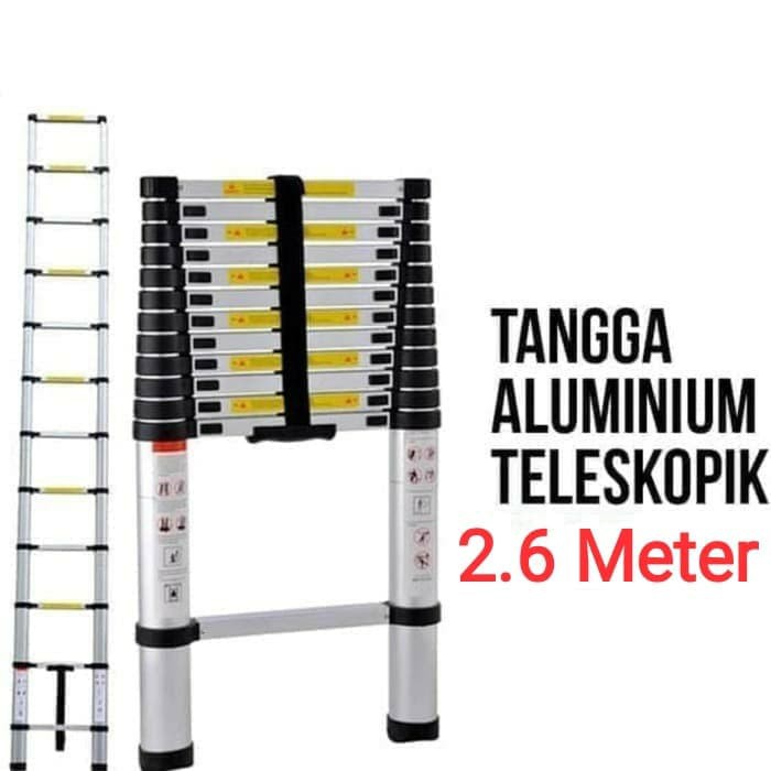 Tangga Teleskopik 2.6M Single Telescopic Ladder 2.6 M Aluminium