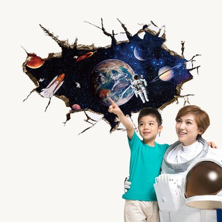 RELIZA WALL STICKER PLANET LUAR  ANGKASA  ASTRONOT MOTIF 3D 