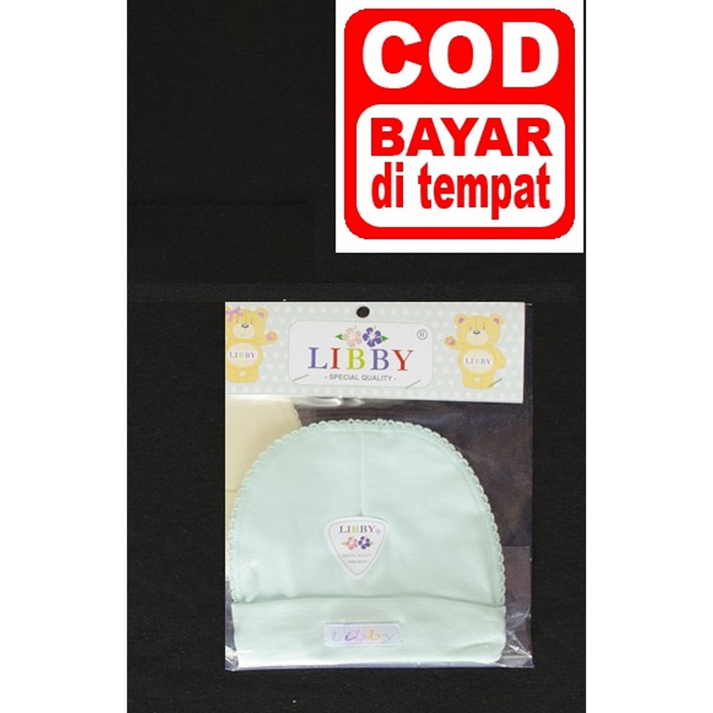 Libby Topi Bayi Polos Newborn 0-3m - Topi Kupluk Bayi Polos