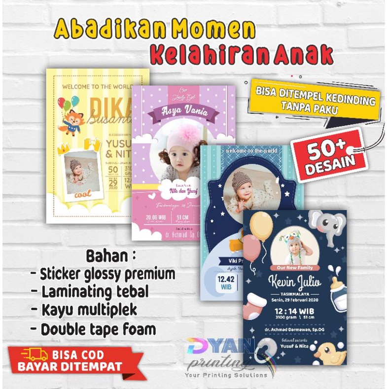 WALLDECOR BIODATA BAYI &amp; ANAK CUSTOM, BAHAN KAYU