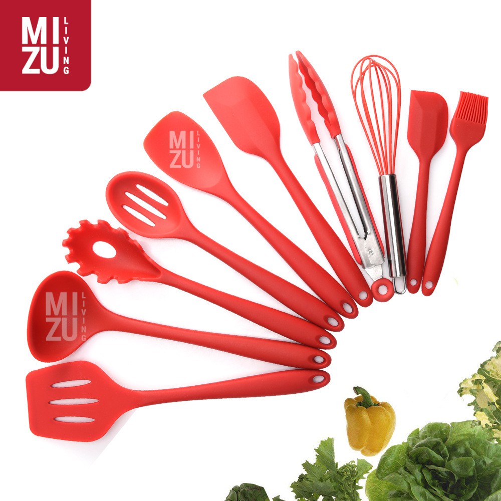 DIECI 10 in 1 SET Silicone Kitchen Utensil Spatula Cooking Set PEFE/PFOA/BPA-Free