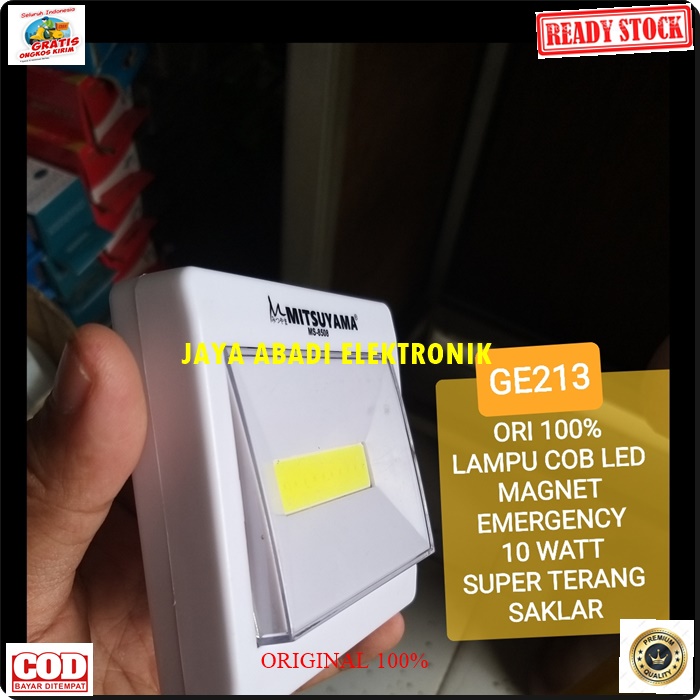 G213 ORIGINAL LAMPU LED PUTIH COB 10 W WATT BATERAI LAMPU EMERGENSI EMERGENCI EMERGENCY WHITE DARURAT LEPAS MAGIC LAMP BOHLAM SINAR TERANG PENERANG MAGNET MAGNETIC DINDING WALL TEMBOK TEMPEL SENTUH PORTABLE SAKLAR  ORIGINAL mitsuyama Lampu led emergency r