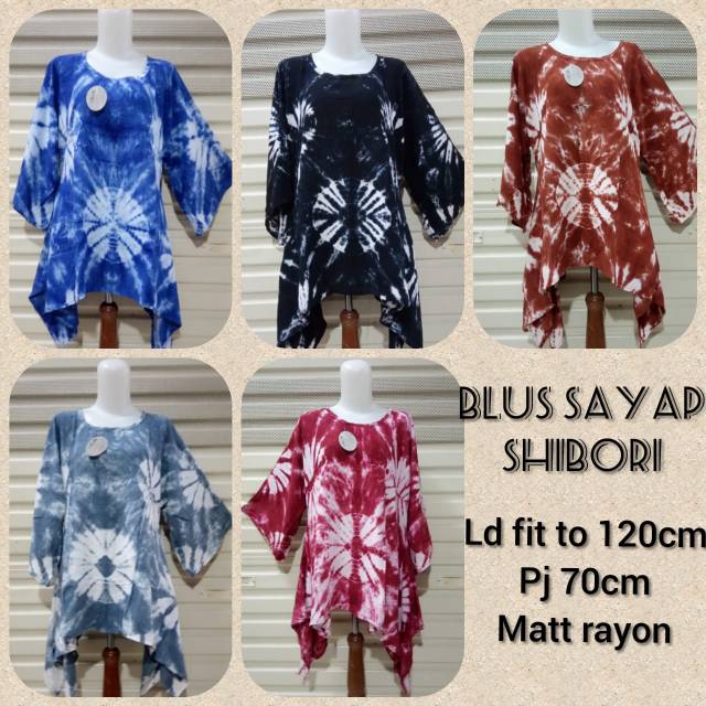 Blus sayap sibori merk sama 1 produk dengan stelan dan outer