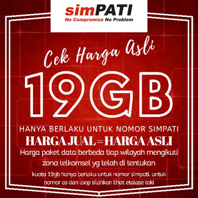 Kuota murah 19Gb simpati omg harga asli