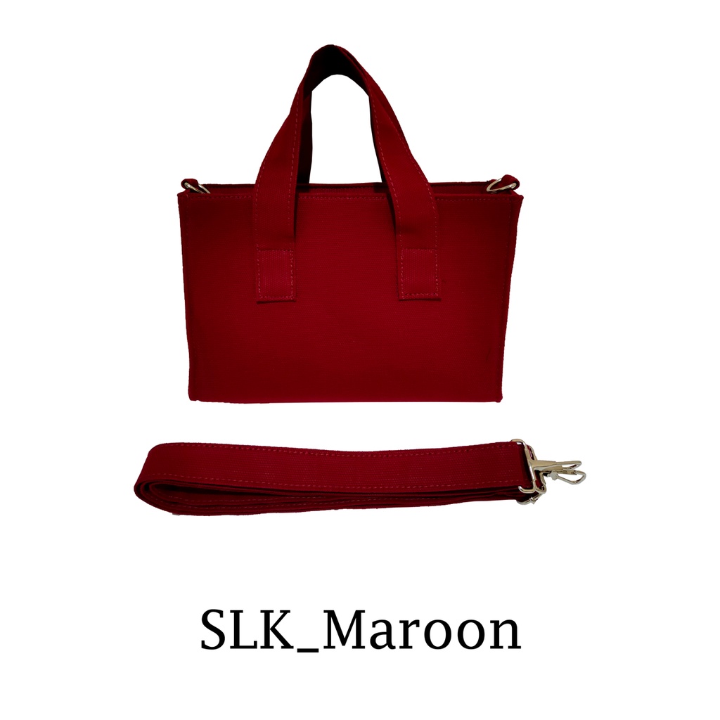 Slingbag Kanvas Wanita 22x14x9cm Sling Bag Bisa Jadi Hand Bag Motif SLK_Maroon
