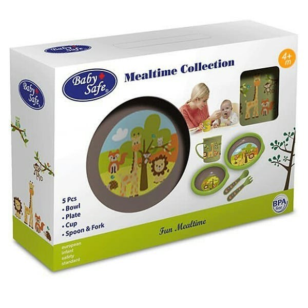 Baby Safe Mealtime Collection Baby Feeding Set Alat MPASI Peralatan Makan - Green Giraffe