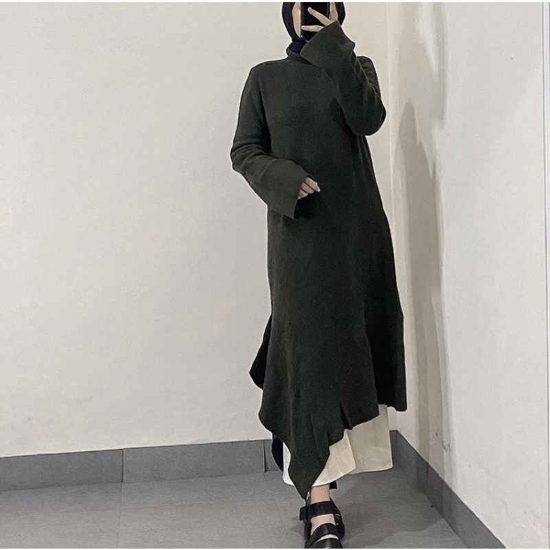 Long Tunik Hijau Army