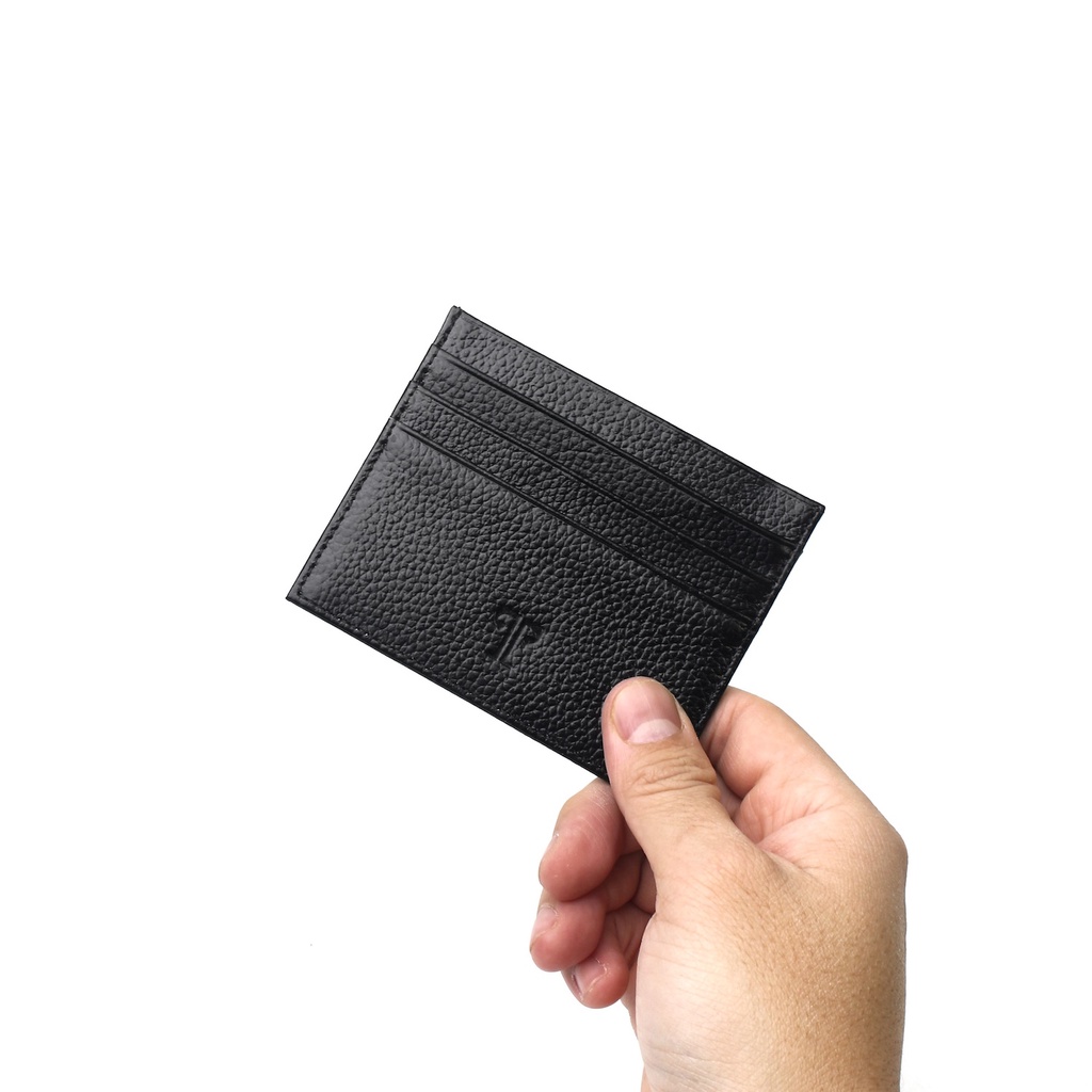 Troy Dompet Kartu Kulit Pria model Slim Tipis Minimalis Original Dengan Kotak Finn Hitam