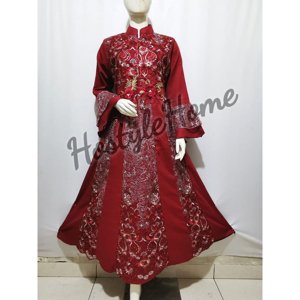 (NEW) JOANA - Baju Gamis Brukat Brokat Tile BUSUI Dress Dewasa Remaja Wanita Perempuan Ibu Muslim Uk