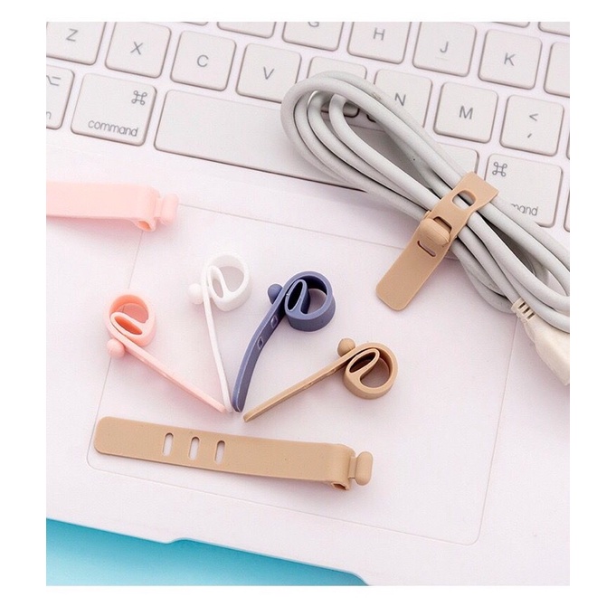 Pengikat Kabel Silikon Macaron Tie Strap Wrap Perapih Kabel Charger Earphone