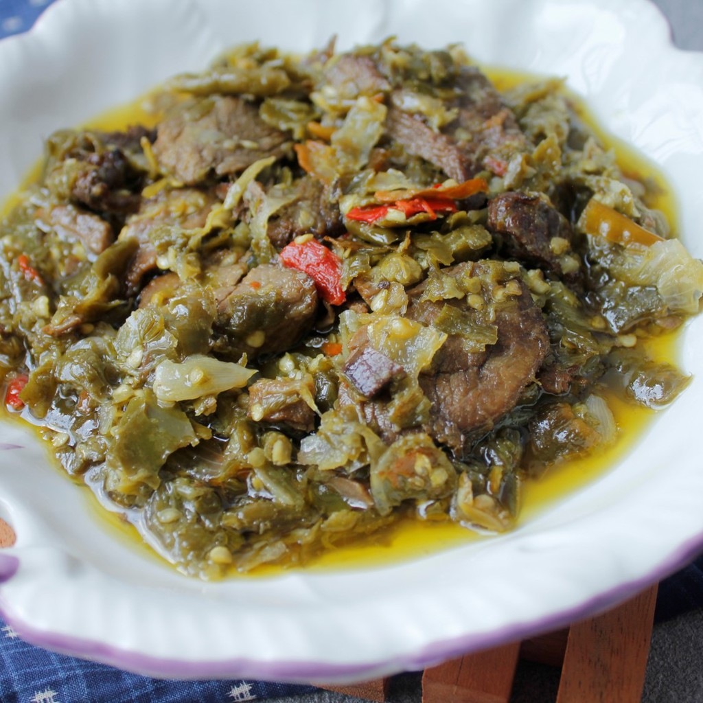 

Dendeng Daging Lambo (Basah) Hijau Khas Minang