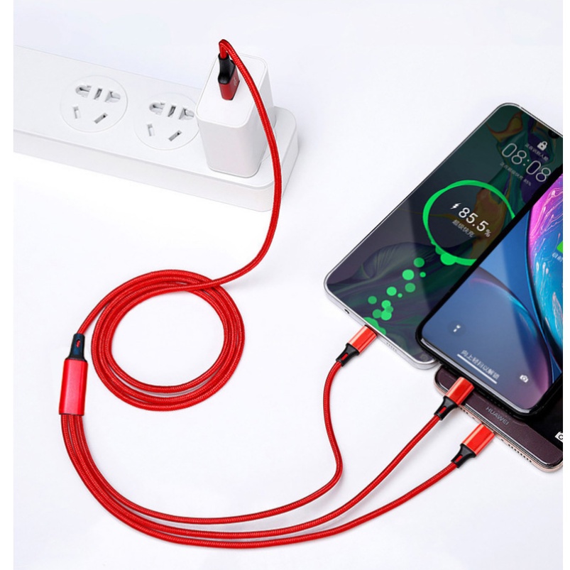 Kabel USB NYLON 3in1 | Kabel Androi,Type C dan 3in1