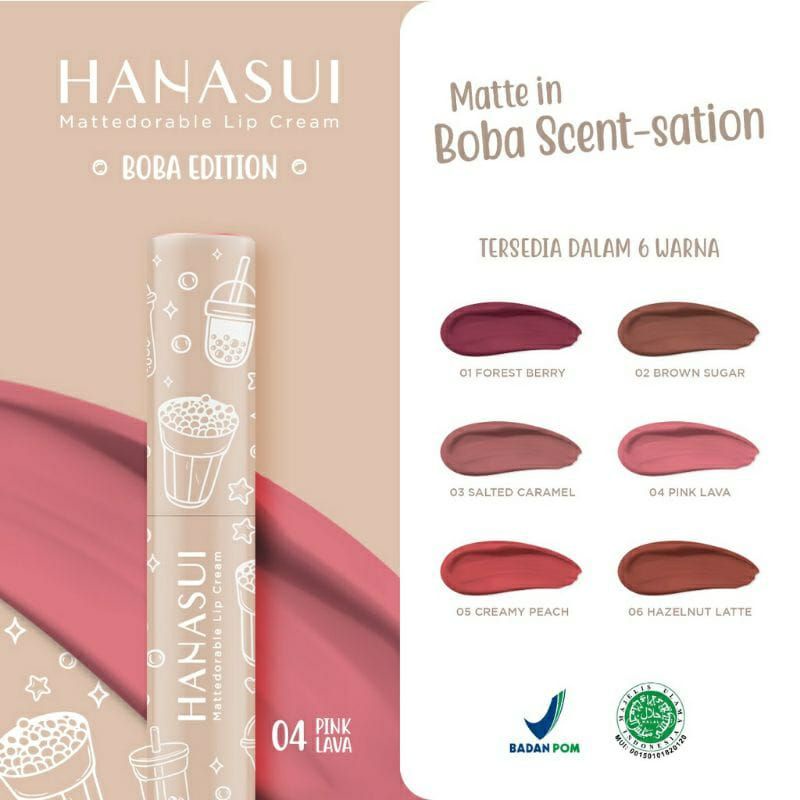 Hanasui lip Boba/Hanasui mattedorable lip cream Boba edition