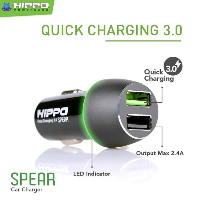 NEW- Hippo Spear Car Charger Mobil Fast Quick Charging 3.0 Simple Pack