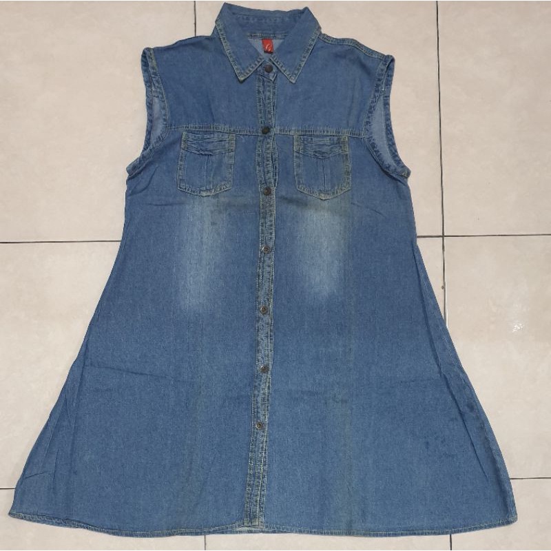 Preloved Outer Tanpa Lengan Jeans Denim Wanita Geulis