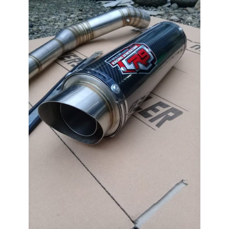 Knalpot Racing R9 Mugello Black Karbon Silincer Only
