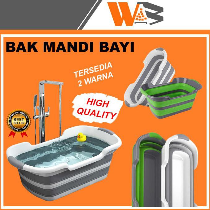 ✅Populer Bak Mandi Bayi Ember Tempat Kolam Mandi Bayi Lipat Plastik Portable - Random