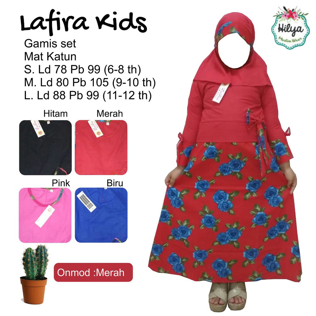 Gamis Anak LAFIRA KIDS Gamis Anak Motif Bunga Set Jilbab