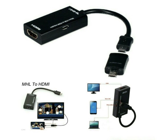 KABEL MHL ADAPTER MICRO USB TO HDMI SAMSUNG ANDROID ( layar smartphone ke tv / lcd / proyektor )