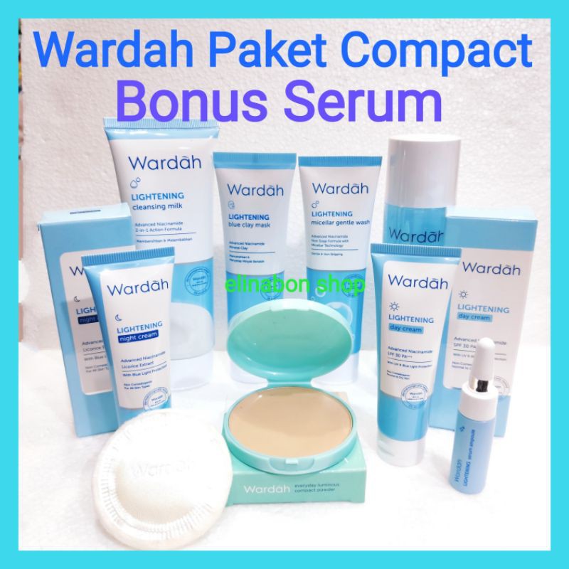 wardah paket compact bonus serum