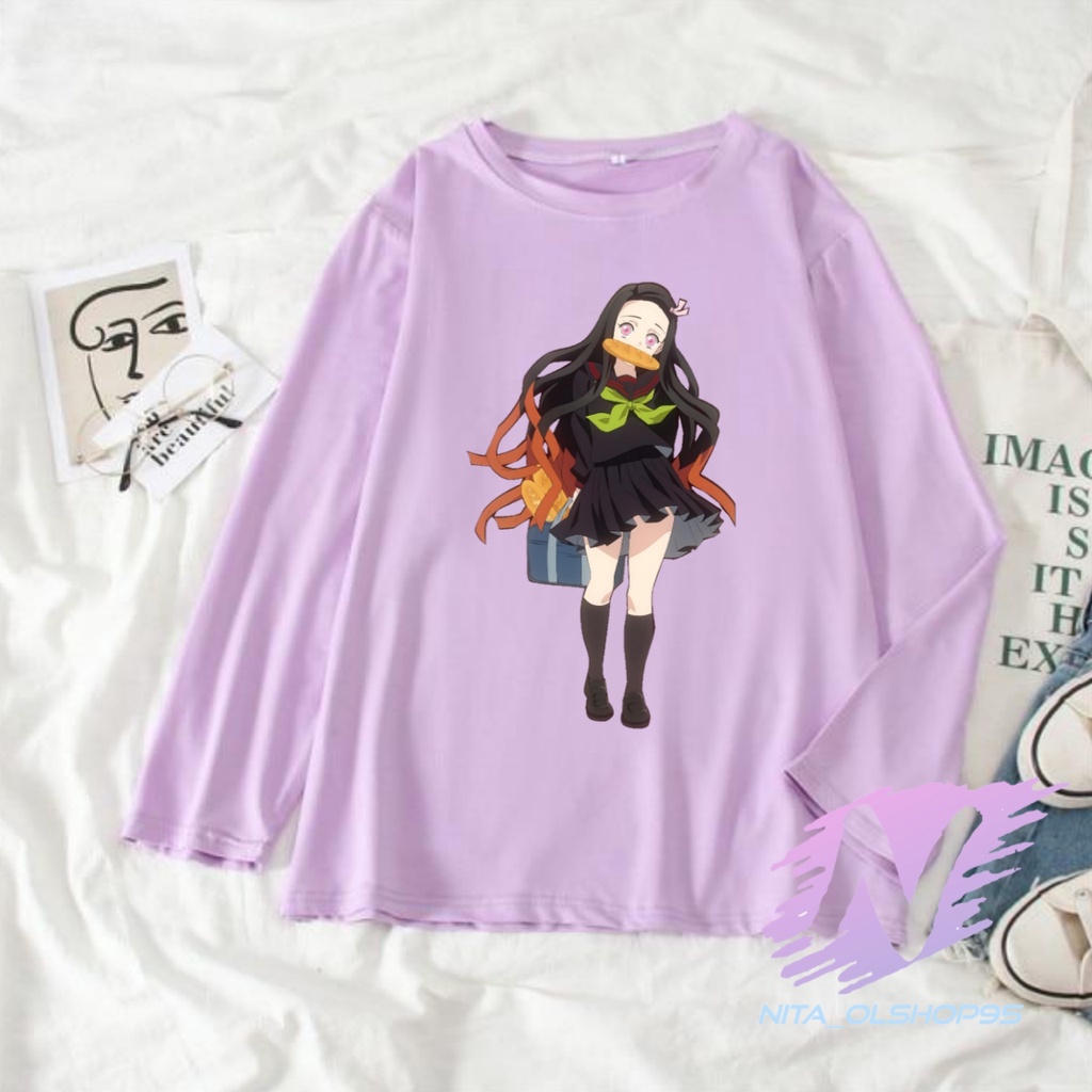 kaos nezuko lengan panjang baju anak anime