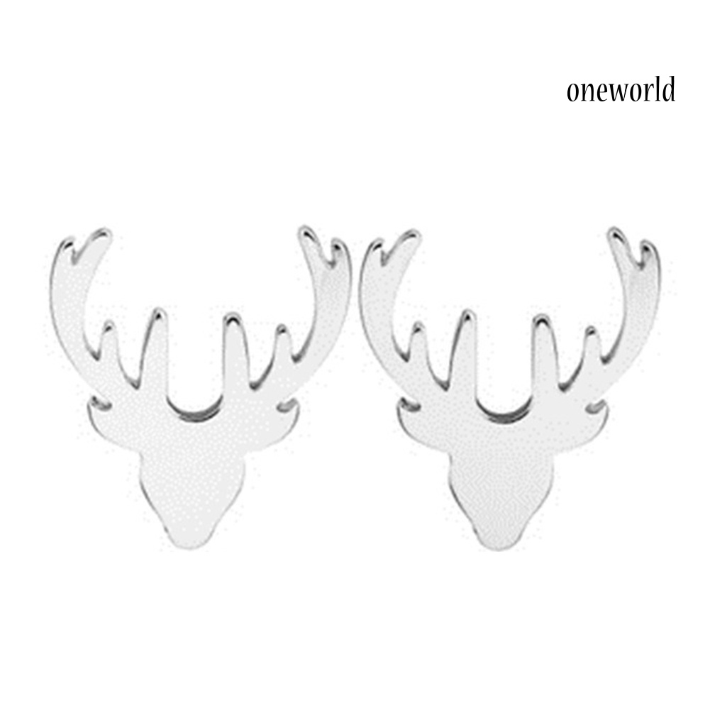 OW@ Cute Women Reindeer Antler Shape Animal Ear Stud Earrings Jewelry Birthday Gift