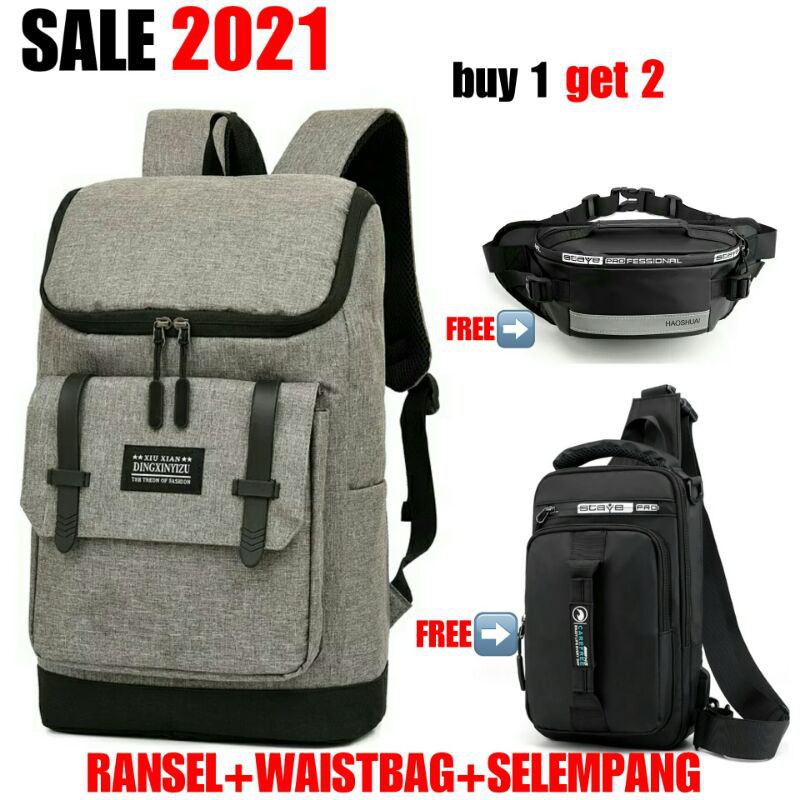 BUY 1 GET 2 - Tas Ransel Pria RDN 015 Distro Bandung Ransel Punggung Backpack Cowok Keren Sek BRAN N