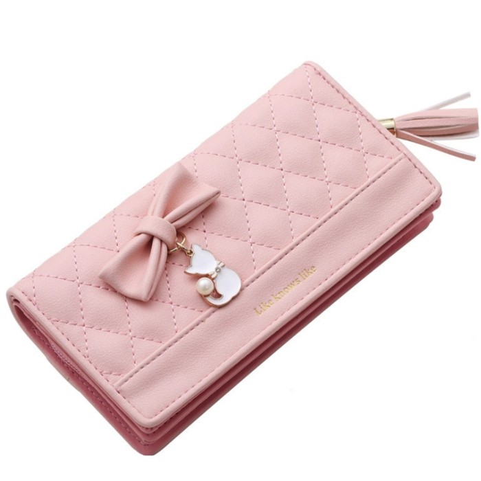 Dompet wanita type dompet panjang motif renda kucing pita Dompet wanita type dompet panjang motif renda kucing pita