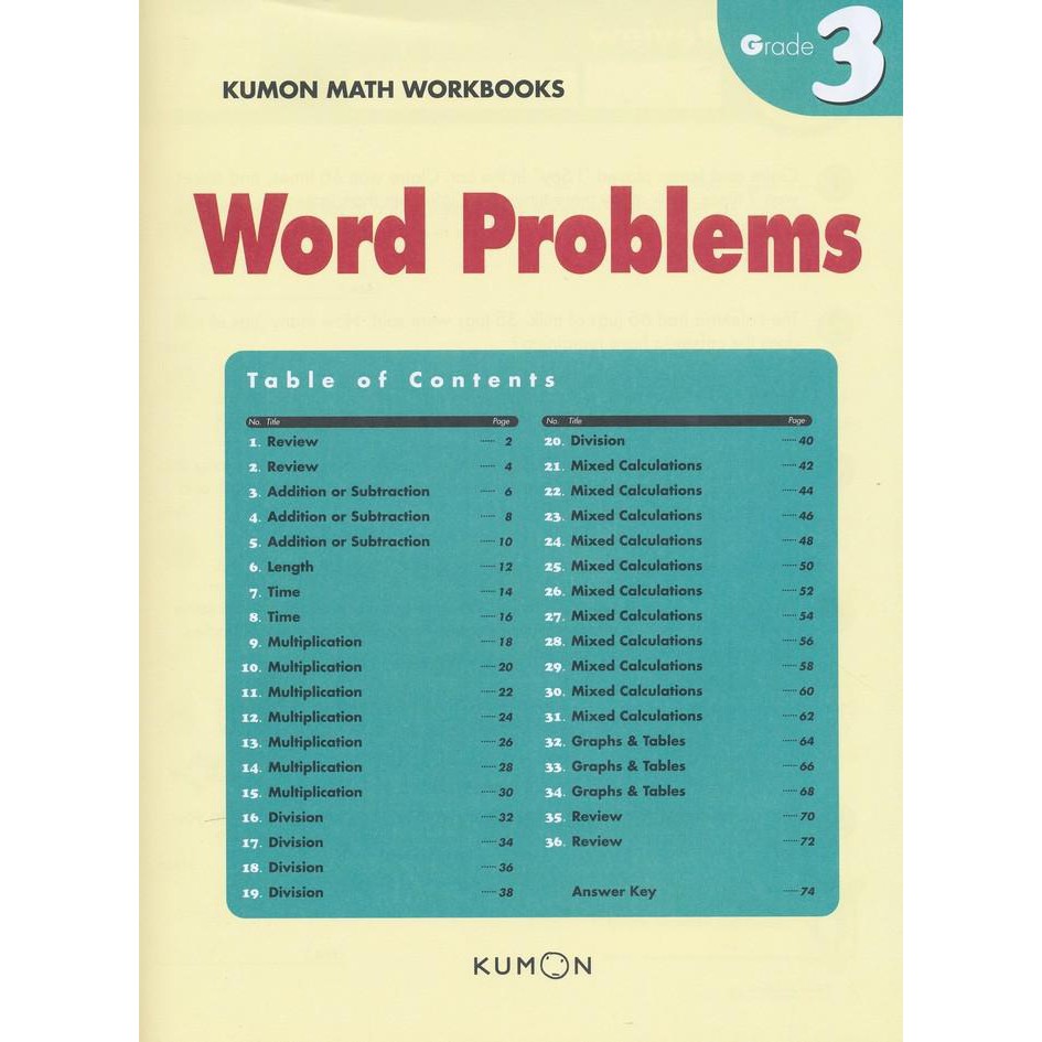 Jual Buku Anak - Kumon - Grade 3 Word Problems Indonesia|Shopee Indonesia