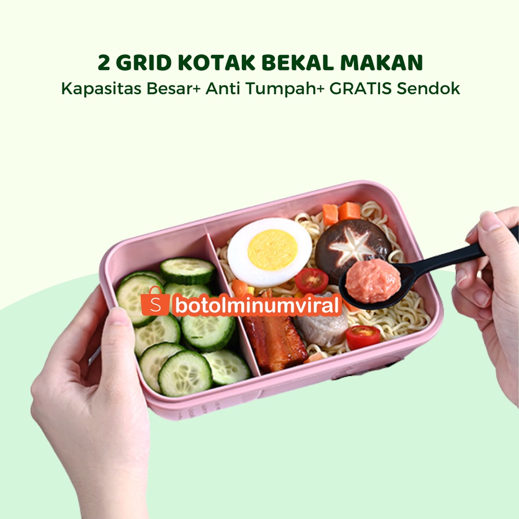 Kotak Bekal Makan Lunch Box Microwave Save 2 Sekat Anti Tumpah 850 ml Premium BPA Free Food Grade