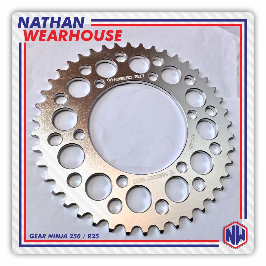 GEAR BELAKANG CNC NINJA 250 R25 UKURAN 520 43T - 46T NASSERT BEET