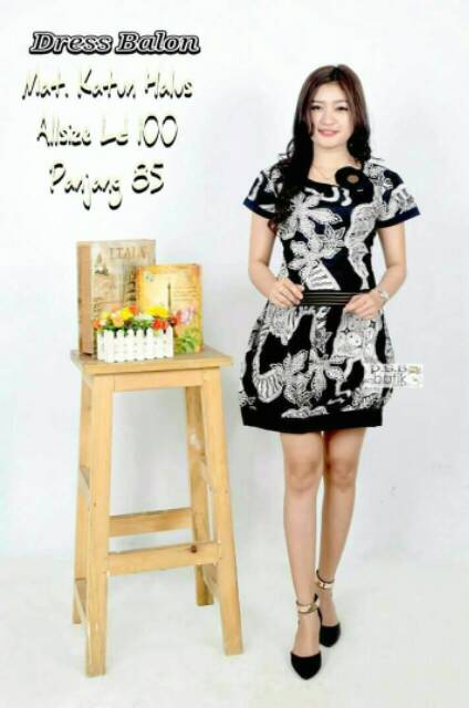 BATIK MONOCHROM DRES BALON -BLOUSE -MODERN -MURAH -ELEGAN -EXCLUSIVE