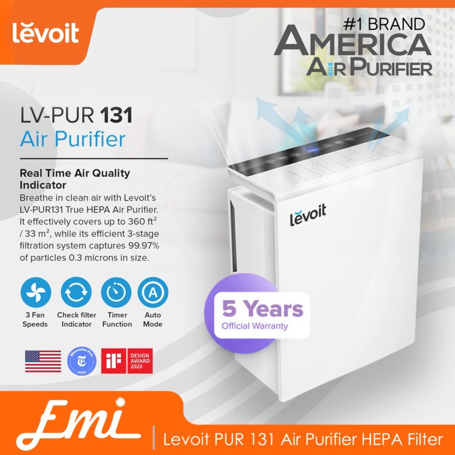 Levoit PUR 131 Air Purifier HEPA Filter Pembersih Udara Resmi 5 Tahun