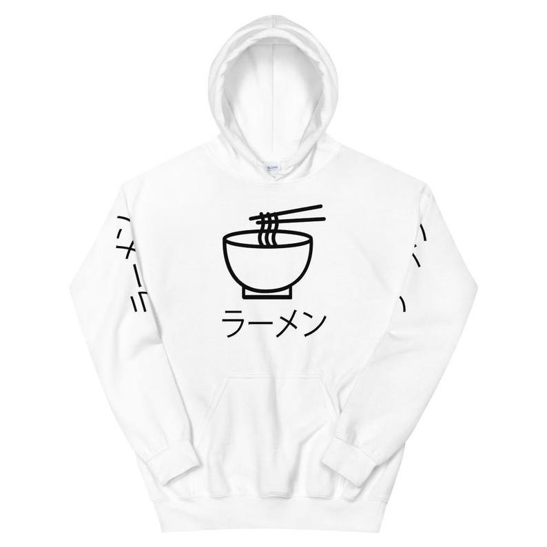 Hoodie Ramen Line Art Japan Kanji Premium Quality Cotton Fleece