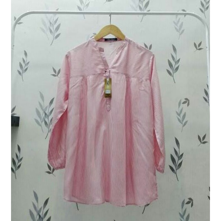 Blus Rayon Motif Salur JUMBO - Atasan Jumbo - Atasan Wanita JUMBO