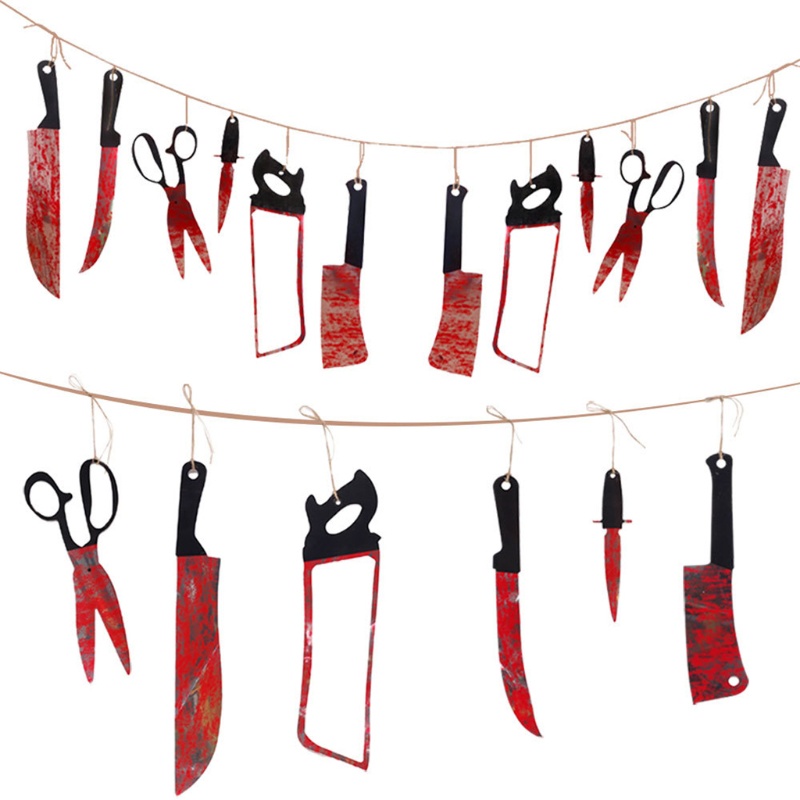 Zzz 12pcs / Set Hiasan Gantung Pisau Zombie Bloody Untuk Dekorasi Pesta Halloween