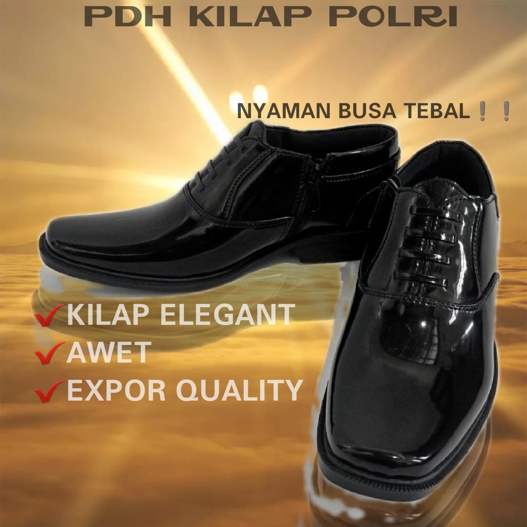 Sepatu Pdh Polri Dinas Formal Polisi Security Pns Pria Kantoran Hitam Mengkilap - DP02