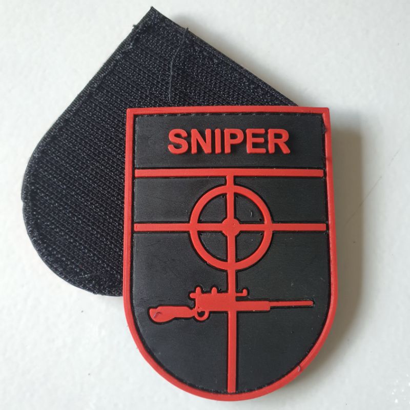 PATCH RUBBER LOGO SNIPER SHOOT TAMENG TACTICAL/TEMPELAN EMBLEM KARET VELCRO