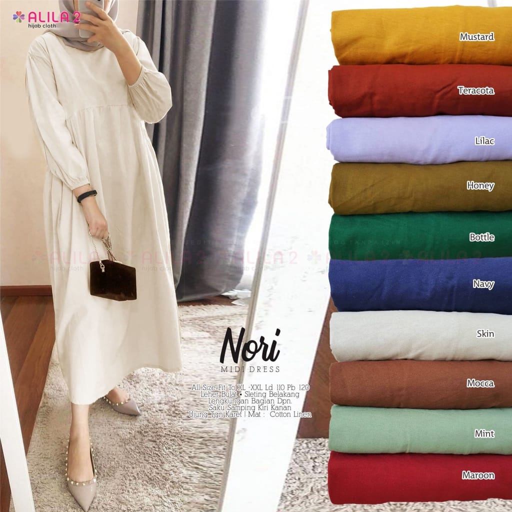 CURVE MIDI DRESS LINEN | NORI MIDI DRESS | TUNIK LINEN PREMIUM | BUSUIFRIENDLY