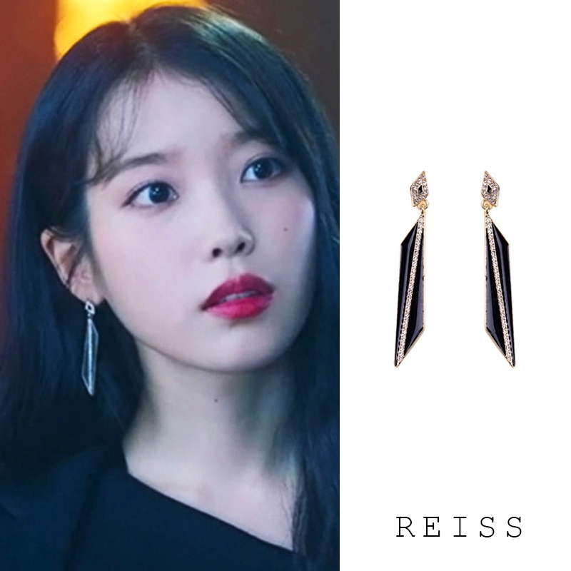 COD Hotel Deluna Anting S925 Silver Korea Geometry Black Irregular Earrings