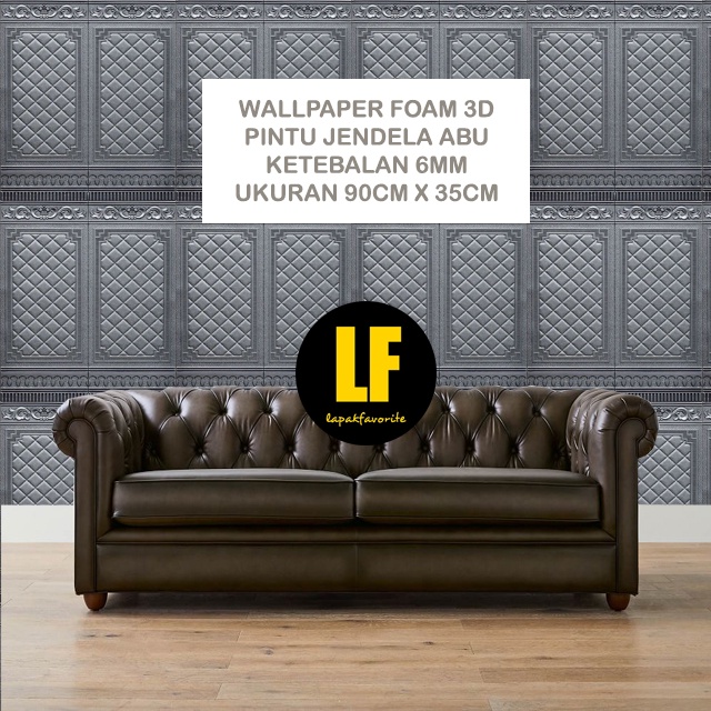 AA Wallpaper 3D Foam Stiker Motif Batik Pintu Jendela Abu Wallpaper Sticker Foam