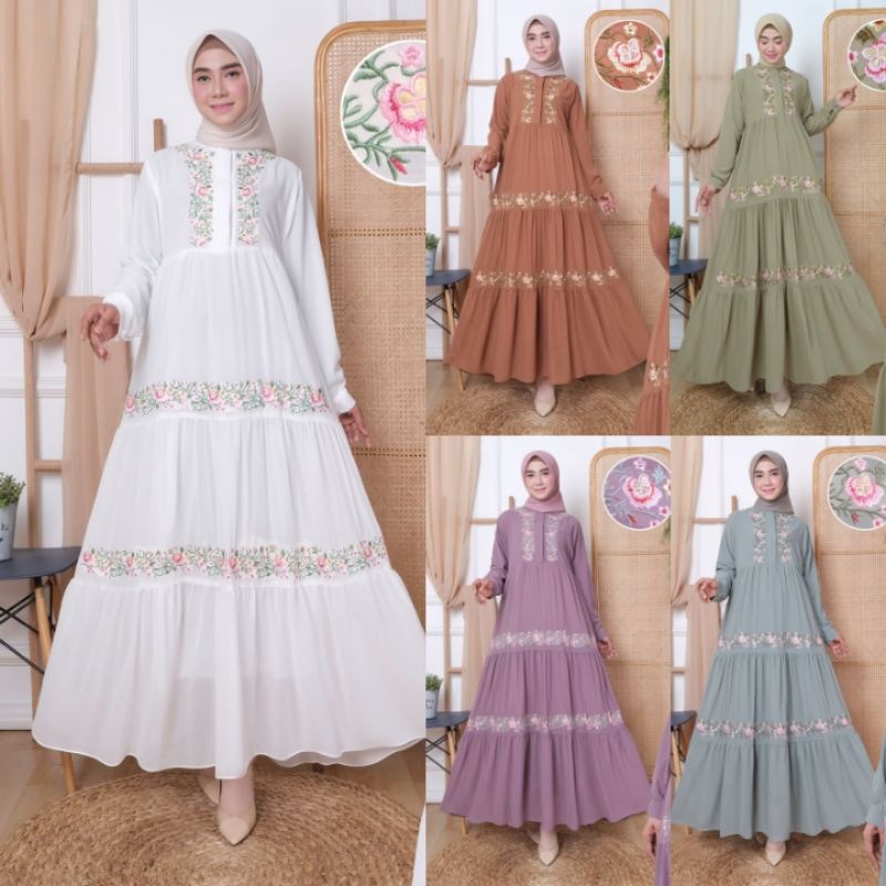 GAMIS BORDIR CERUTY POLOS / GAMIS PESTA / GAMIS POLOS CERUTY BABYDOLL / GAMIS PUTIH UNGU LAVEMDER